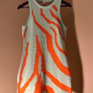 Kiwi & Co  🥝 / Green and Orange Zebra Print Mini Dress